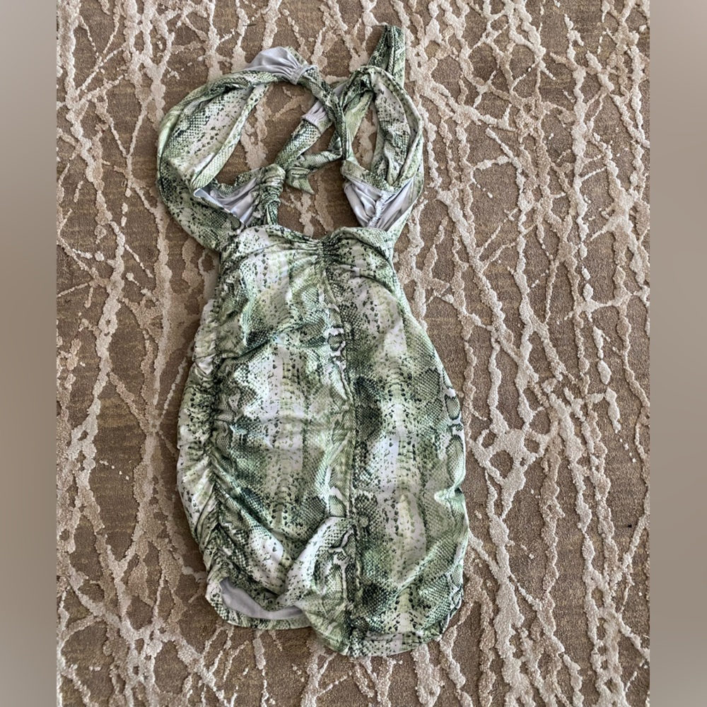 SHEIN Green and White Mini Dress